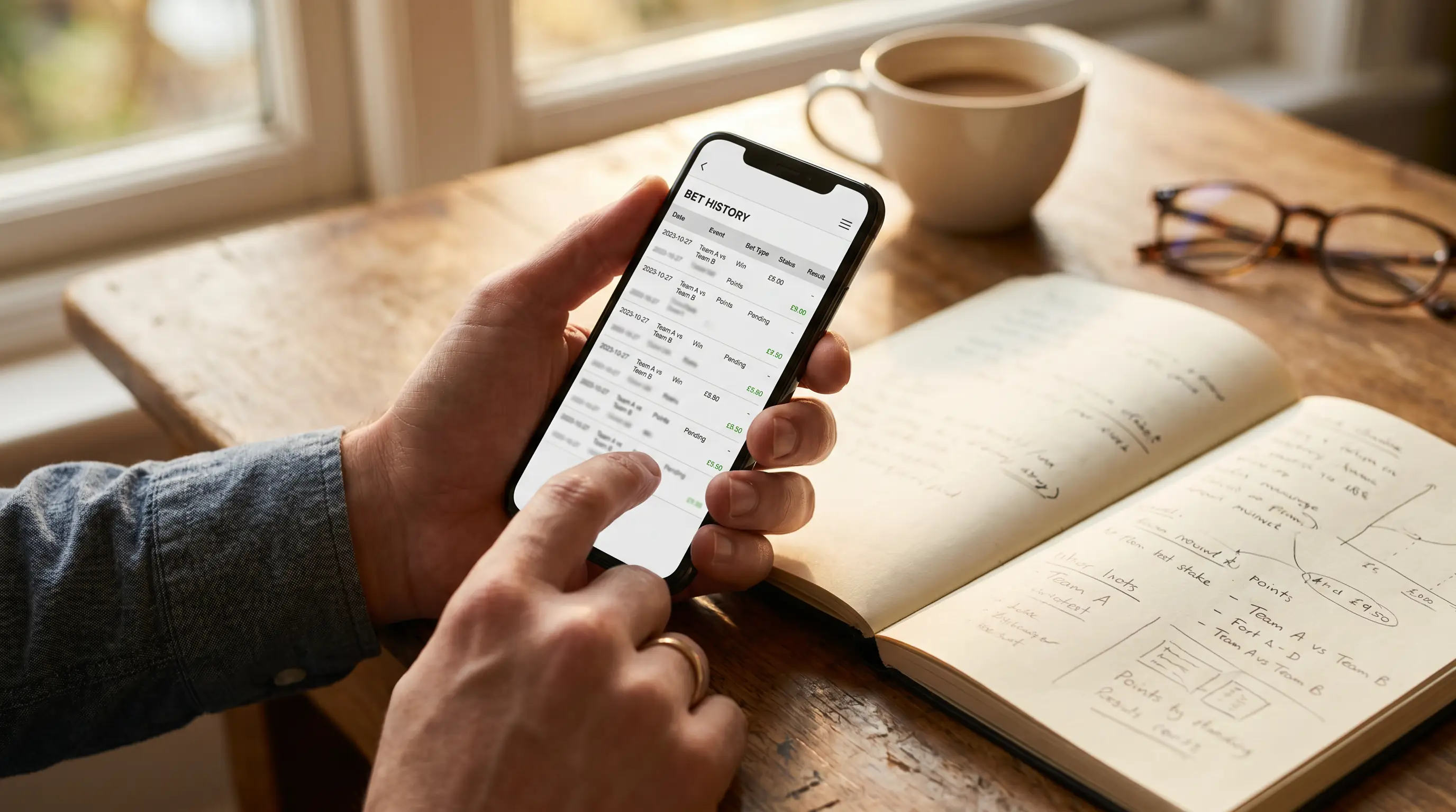 Cricket punter inspects payout type details on a sportsbook bet history page