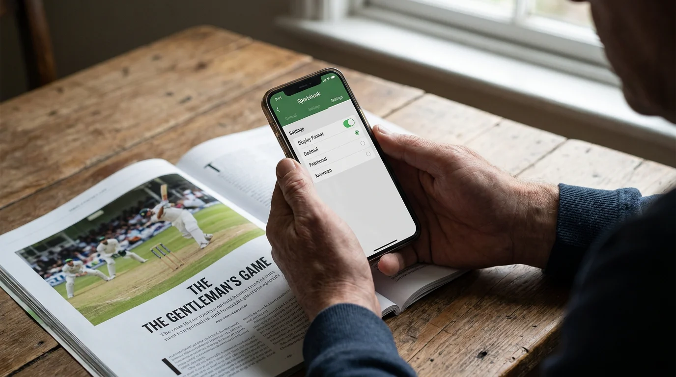 Punter toggles odds-format display in a sportsbook app on a smartphone