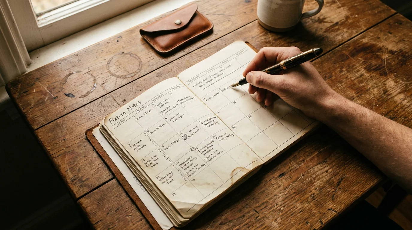 Punter marks key cricket fixtures in a paper calendar while planning a betting break