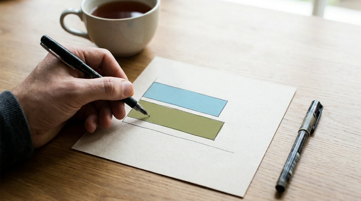 Analyst sketches a simple bar diagram showing combined probabilities above a reference line