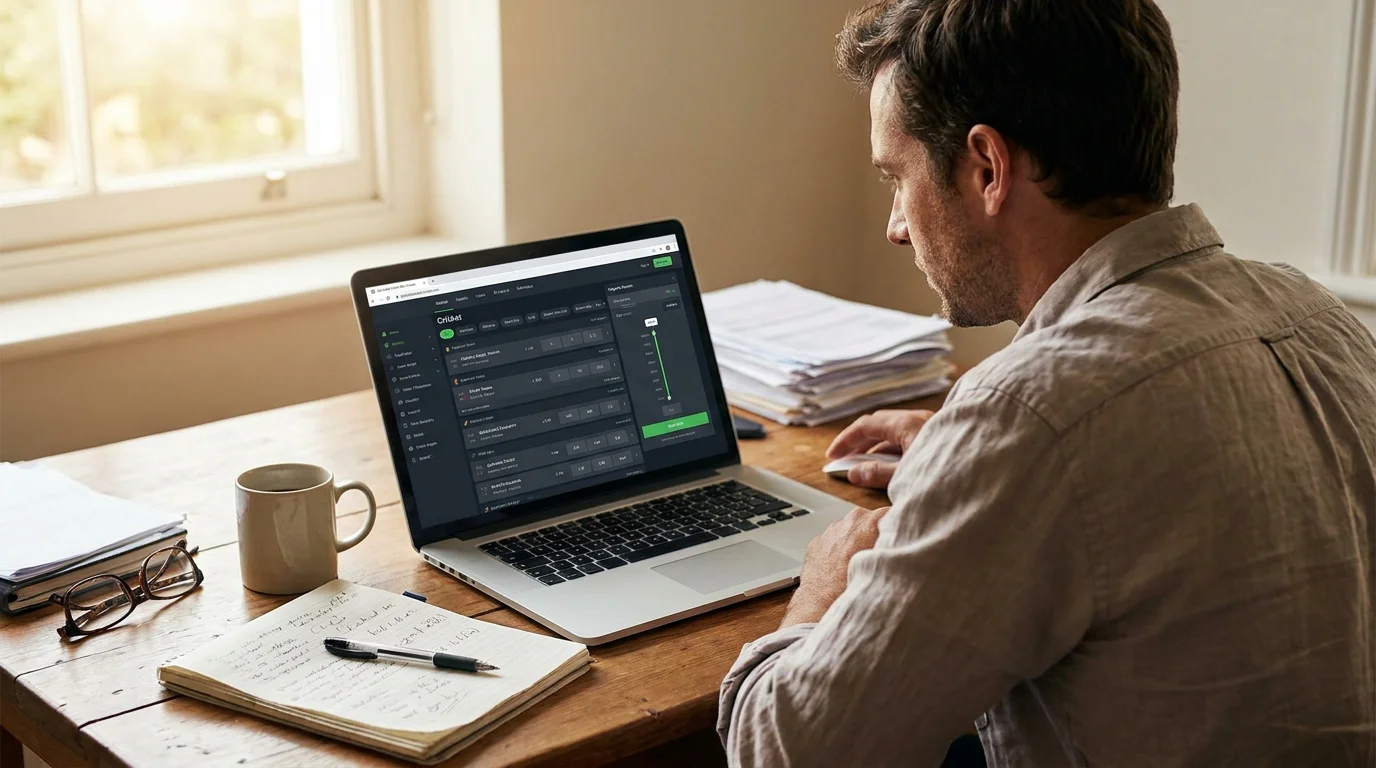 Punter reviews a partial cash-out option on a sportsbook page on a laptop
