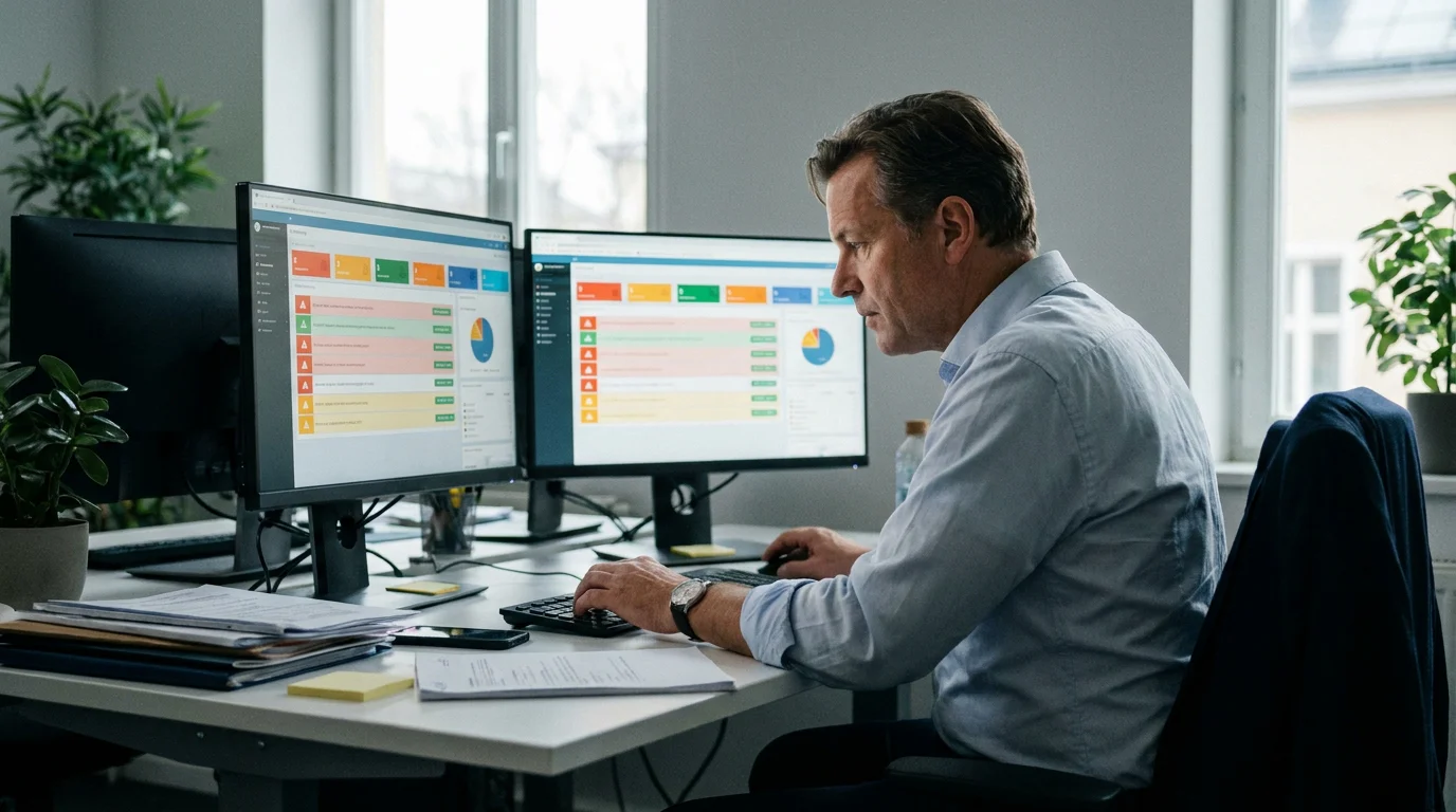 Integrity analyst monitors live cricket markets on multiple office screens