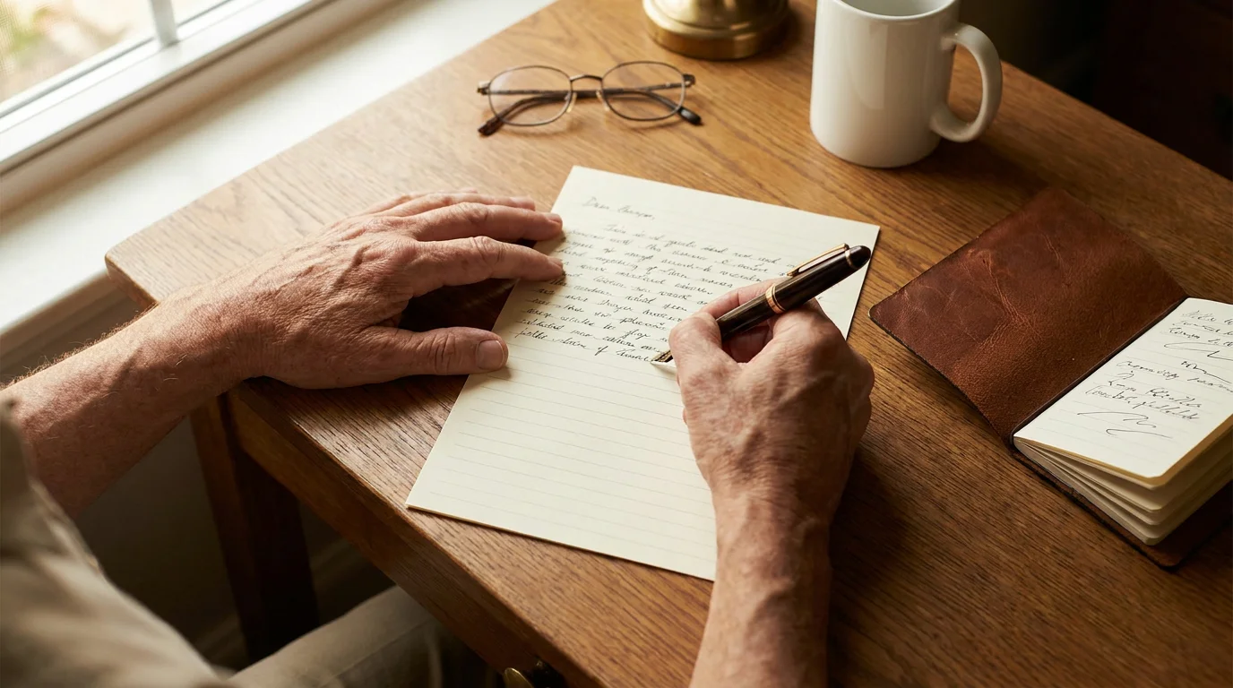 UK punter writes a formal complaint letter at a desk with a notepad and pen